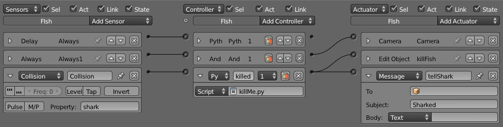 Fish school logic bricks(Blender Foundation)
