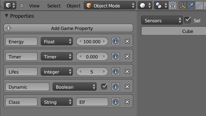 Game Properties panel