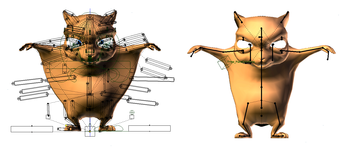 _Big Buck Bunny_ (left) and _Yo Frankie_ (right) rigging comparison