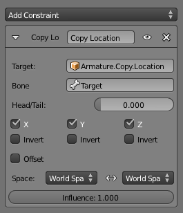 Copy Location bone constraint