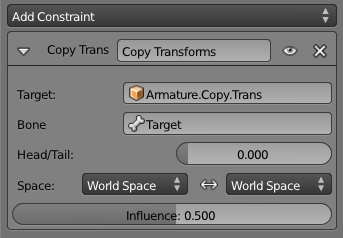 Copy Transforms bone constraint