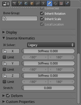Inverse Kinematics Bone panel