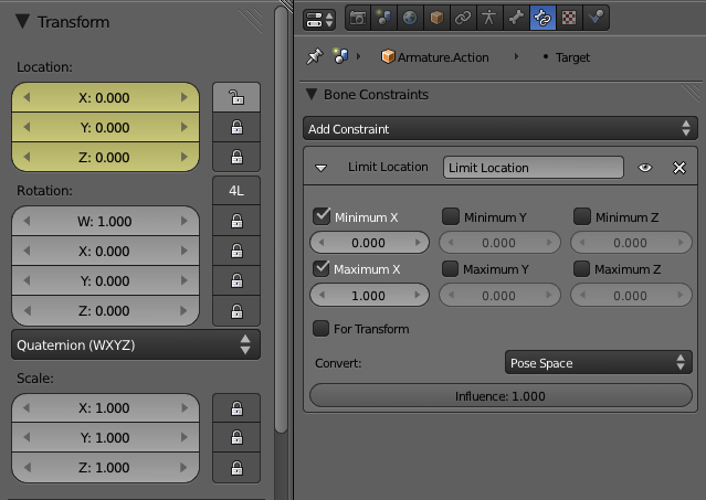 Bone constraint slider