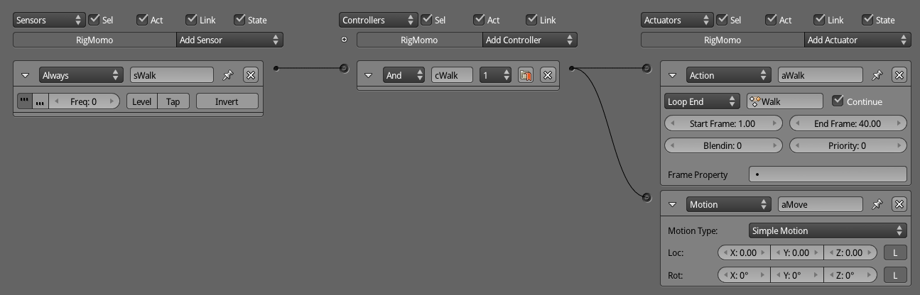 Logic Bricks for animation playback