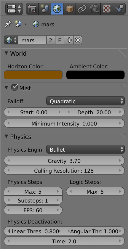 "Mars" world settings