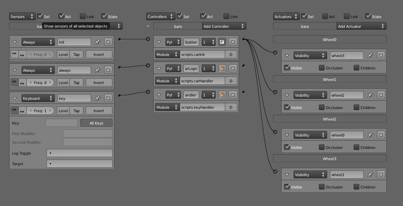 Vehicle logic brick setup