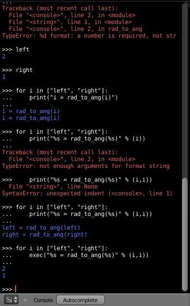 Blender Python console